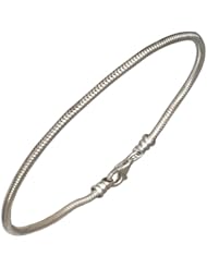 Sterling Silver 7.5 inch 2mm Round Snake Add-a-bead Bracelet