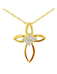 .10ct 4 Diamond Center Point Cross Pendant