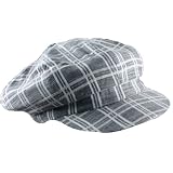LINEN COTTON STRIPE PLAID CHECK NEWSBOY GATSBY DRIVING GOLF CAP HAT BEIGE