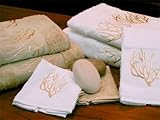 IMAGE OF Anali White Coral on White Terry Bath Towel