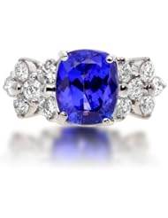 10.4 CT Cushion Tanzanite Solid 14K White Gold Ring