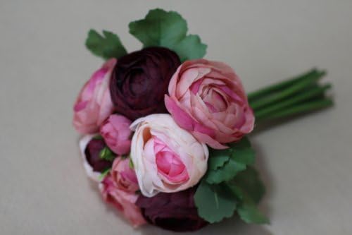 Lily Garden 10.5" Silk Camellia Bouquet Wedding Decor Flowers (Purple)
