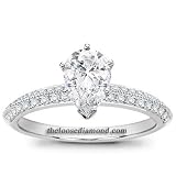 1.64ct Pear Diamond Pave Engagement Ring 18K White Gold