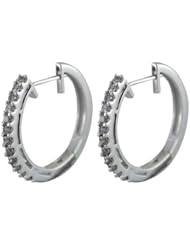 1/2 CT Diamond Hoop Earrings 10K White Gold