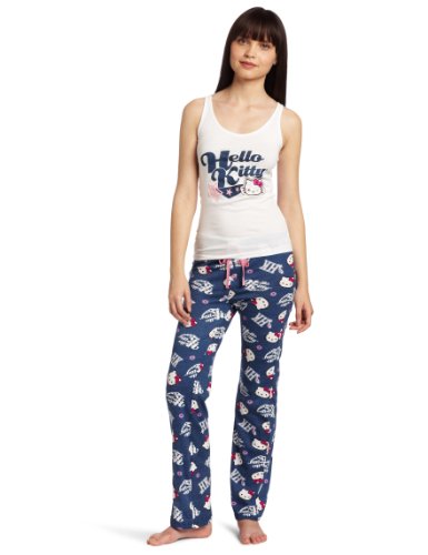 Hello Kitty Women's Hk Enchanting Blues Tank And Pants Printed Pajama Set