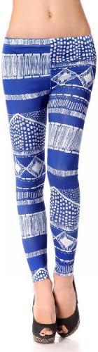 Amour - New Sexy Zebra Animal Print Stretchy Leggings Tights Pants Clubwear One Size (One Regular Size, Aztec-Blue)