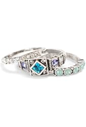 Set of 3 Longevity Stack Rings, Gypsy Rings, Silver Swarovski Rings, Silver Stacking Rings, Stacking Rings, Ring Set, Boho Rings