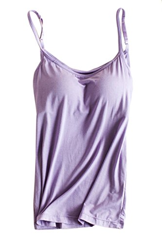 Pink Queen®Women's Modal Strap Built-in Bra Padded Active Camisole Tank Top