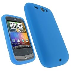 igadgitz Silikon Schutzh�lle H�lle Tasche Etui Case Skin in Blau f�r HTC Wildfire G8 Android Handy Smartphone + Display Schutzfolie