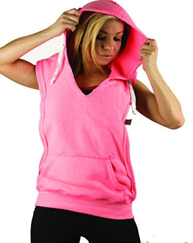 Sleeveless Hoodie Large Pink Sweater