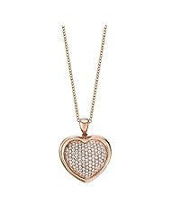 14k Rose Gold 0.80 Ctw Diamond Pave Heart Necklace