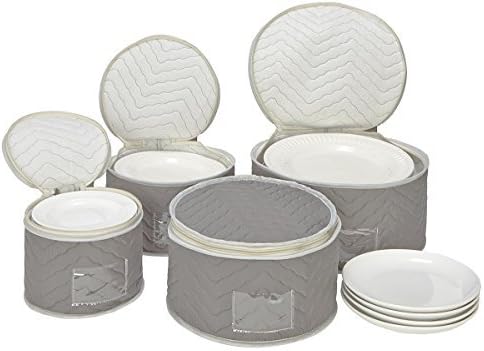 Karen Rhodes Deluxe Microfiber Set of 4 Plate Case Storage Set, Grey