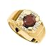 14K Yellow Gold Man\'s Cabochon Mozambique Garnet and Diamond Ring