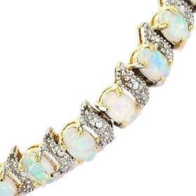 Gold GENUINE Opal Diamond Bracelet