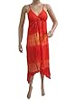 Women Halter Dresses, Spring Beach Cverup Orange Yellow Tie Dye Dresses Small Size