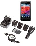 UltimateAddons Worldwide Travel Charger Kit with Emergency Battery for Motorola RAZR XT910 including 1.8 Metre Retractable USB Cable