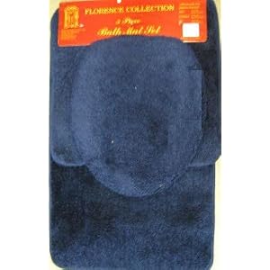 3 PIECE BATHROOM RUG, CONTOUR & LID COVER SET - NAVY BLUE