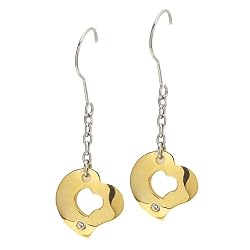 Women's New Gold Plated Steel Heart Earrings With Cubic Zicornia By Steelx