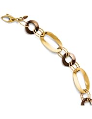 14k rhodium plated yellow gold Leslies with Chocolate Polihsed Fancy Link Necklace