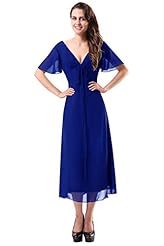 V-neck Short Sleeves Cocktail Floor Length Chiffon Lace Ruched Evening Dress/Mother-of-the-Bride Dress/Prom Dress/Party Dress/Wedding Dress 