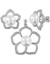 Sterling Silver and Freshwater Pearl Earring and Pendant Set