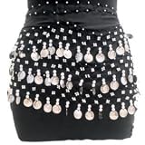 Black Belly Dancing Hip Scarf with Silver Coins