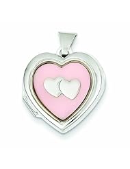 Genuine .925 Sterling Silver With Pink Mother Of Pearl Inlay Heart Locket 1.7 Grams. 100% Satisfaction Guaranteed.