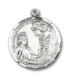 Sterling Silver St. Cecilia Pendant with Stainless Silver Heavy Curb Chain 24 inch