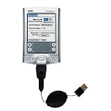 Gomadic for the PalmOne palm Tungsten T5 - Retractable USB Cable for the PalmOne Tungsten T5 with Power Hot Sync and Charge capabilities - Gomadic Brand w/ TipExchange Technology