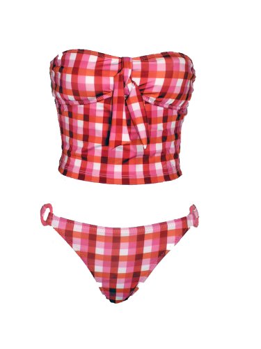 Split Strawberry Small Plaid Tubekini