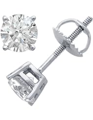 1 Carat 14k White Gold Four-Prong Diamond Stud EarRings