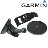 Garmin Vehicle Suction Cup Mount (010-10936-03) for Garmin Nuvi 200 200w 205 205w 250 250w 255 255w 255wt 260 260w 265 265wt 265w 270 275 285 285wt W WT T Series GPS navigator. Kit include vehicle suction cup mount, unit cradle bracket and dashboard disc/disk. (Original Accessory with Made in Taiwan Engraved)