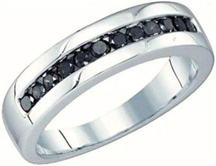 0.51 cttw 14k White Gold Round Brilliant Black Diamond Channel Set Wedding Band 5mm (Sizes 8-13)