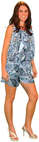 VenJoin 100% Rayon Halter Top Shorts Jumpsuit M/L Black/Grey