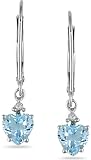 10K White Gold Diamond Blue Topaz Earrings