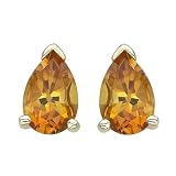 14K Yellow Gold 4 x 6 MM Teardrop Shaped Citrine Earring Studs
