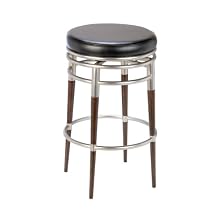 Hillsdale Salem 26-Inch Backless Swivel Counter Stool, Polished Chrome and Rich Maple Accents with Black Vinyl