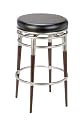 Hillsdale Salem 30-Inch Backless Swivel Bar Stool, Polished Chrome and Rich Maple Accents with Black Vinyl