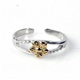 Sterling Silver Toe Ring - Two Tone
