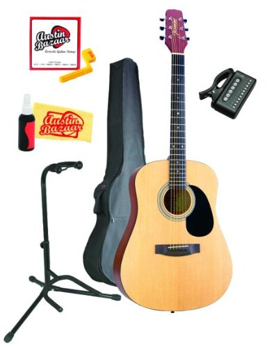 Jasmine by Takamine S35 Dreadnought Acoustic Guitar Pack with Stand, Tuner, Gig Bag, Strings, String Winder, Polish, and Polishing Cloth