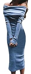Strapless Long Sleeves Off the Shoulder Fall Winter Cotton Midi Dress 
