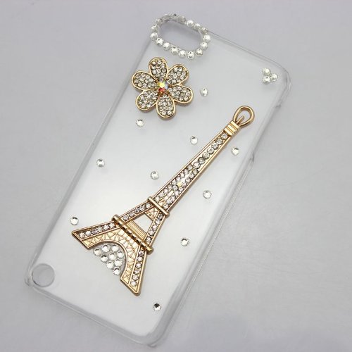 niceeshop(TM) 3D Bling Eiffel Tower Diamond Rhinestone Crystal Hard Case Cover for Apple iPod Touch5+Screen Protector