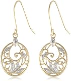 Yellow Gold Plated Sterling Yellow Gold Plated Sterling Silver Diamond Accent Floral Dangle Earrings