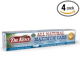Dr. Ken's All Natural Maximum Care Whitening Fluoride Toothpaste, Wintergreen Clean, 6-Ounce Tubes (Pack of 4)