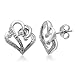 Sterling Silver Diamond Heart Earrings (0.05 cttw, I-J Color, I3 Clarity)