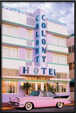 South Beach, Miami - Framed Poster (Art Deco District) (Size: 24