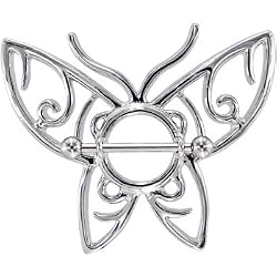 Silver Tribal Butterfly Nipple Shield
