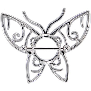 Silver TRIBAL BUTTERFLY Nipple Shield