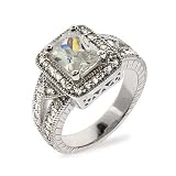 Deco Style Emerald Cut Vintage Engagement Ring - 7