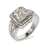 Deco Style Emerald Cut Vintage Engagement Ring